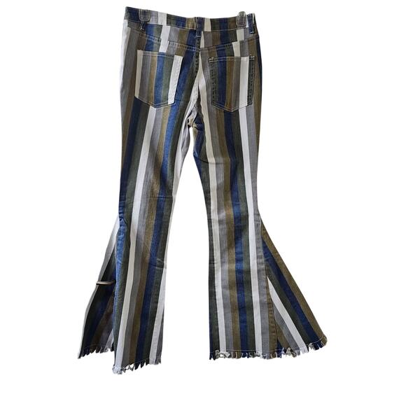 Hope L Bell Bottom Jeans Vintage Style Striped Boho Retro Y2K Hippie 70's Retro - Picture 8 of 14